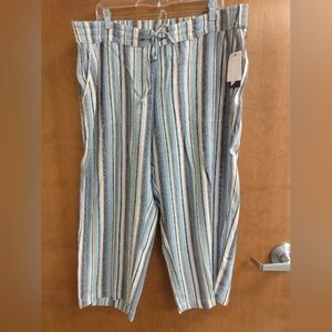 Per Se Linen Blend Cropped Pants